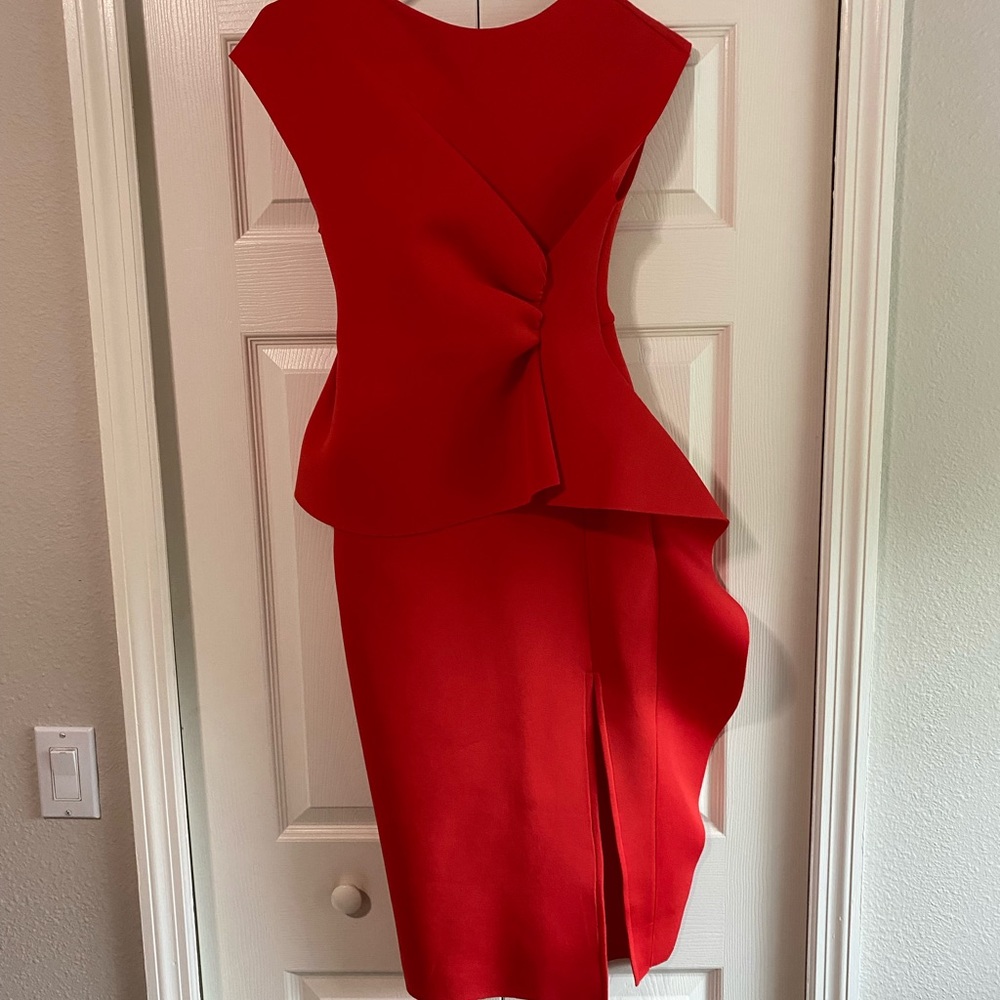 Red scuba cocktail dress